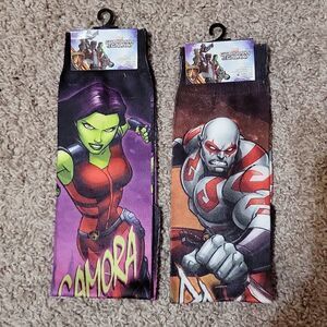 Guardians of the Galaxy Lot Gamora & Prax Crew Socks Marvel Fit Shoe 4-10 Adult